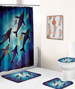 Friendly Whale Shower Curtain for Underwater life Bathroom Decor