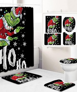 Frog Halloween Christmas Shower Curtain Set for Bathroom Decor