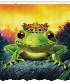 Frog Prince with Crown Shower Curtain - Animal Print for Bathroom Decor