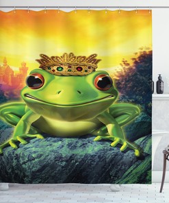 Frog Prince with Crown Shower Curtain - Animal Print for Bathroom Decor
