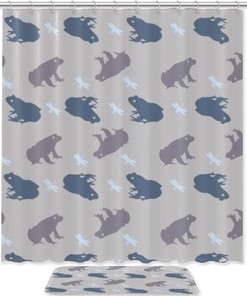 Frog and Dragonfly Waterproof Shower Curtain for Nature Bathroom Decor