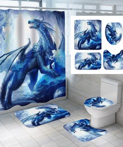 Frost Dragons Animal Print Shower Curtain for a Mythical and Magical Bathroom