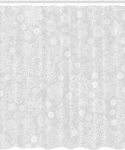 Frosty Celebration Shower Curtain Bathroom Decor in Grey White, Home Decor