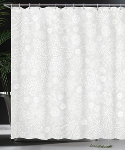 Frosty Celebration Shower Curtain Bathroom Decor in Grey White, Home Decor