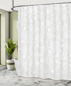 Frosty Celebration Shower Curtain Bathroom Decor in Grey White, Home Decor