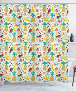 Fruits Abstract Graphic Shower Curtain for Kitchen and Bathroom Decor