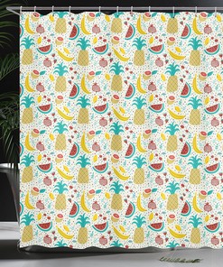 Fruits Abstract Graphic Shower Curtain for Kitchen and Bathroom Decor