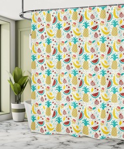 Fruits Abstract Graphic Shower Curtain for Kitchen and Bathroom Decor