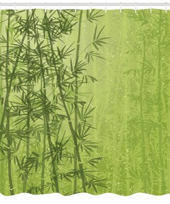 Fun Frog Print Shower Curtain with Bamboo Jungle Trees for Bathroom Decor
