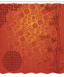Fun Frog Print Shower Curtain with Bamboo Jungle Trees for Bathroom Decor