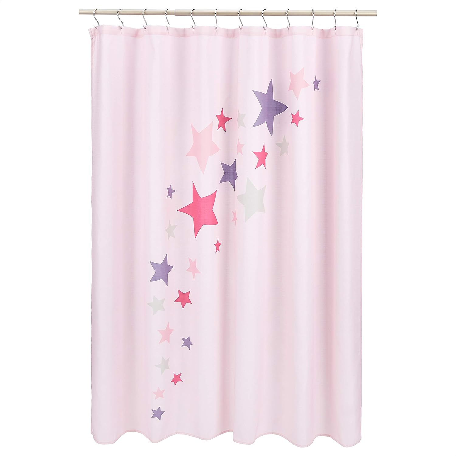 Fun & Playful Pink Stars Shower Curtain - Microfiber Bathroom Decor