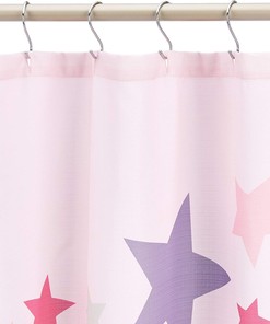 Fun & Playful Pink Stars Shower Curtain - Microfiber Bathroom Decor