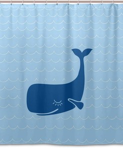 Fun Whale Cartoon Shower Curtain for Lively Bathroom Decor