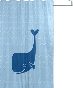 Fun Whale Cartoon Shower Curtain for Lively Bathroom Decor