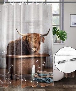 Funny Cow Cartoon Shower Curtain - Cute Animal Bathroom Decor
