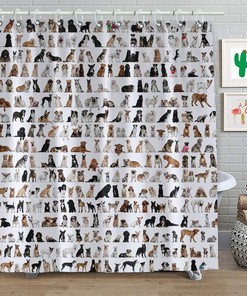 Funny Dog Family Shower Curtain - Animal Print for Bathroom Decor