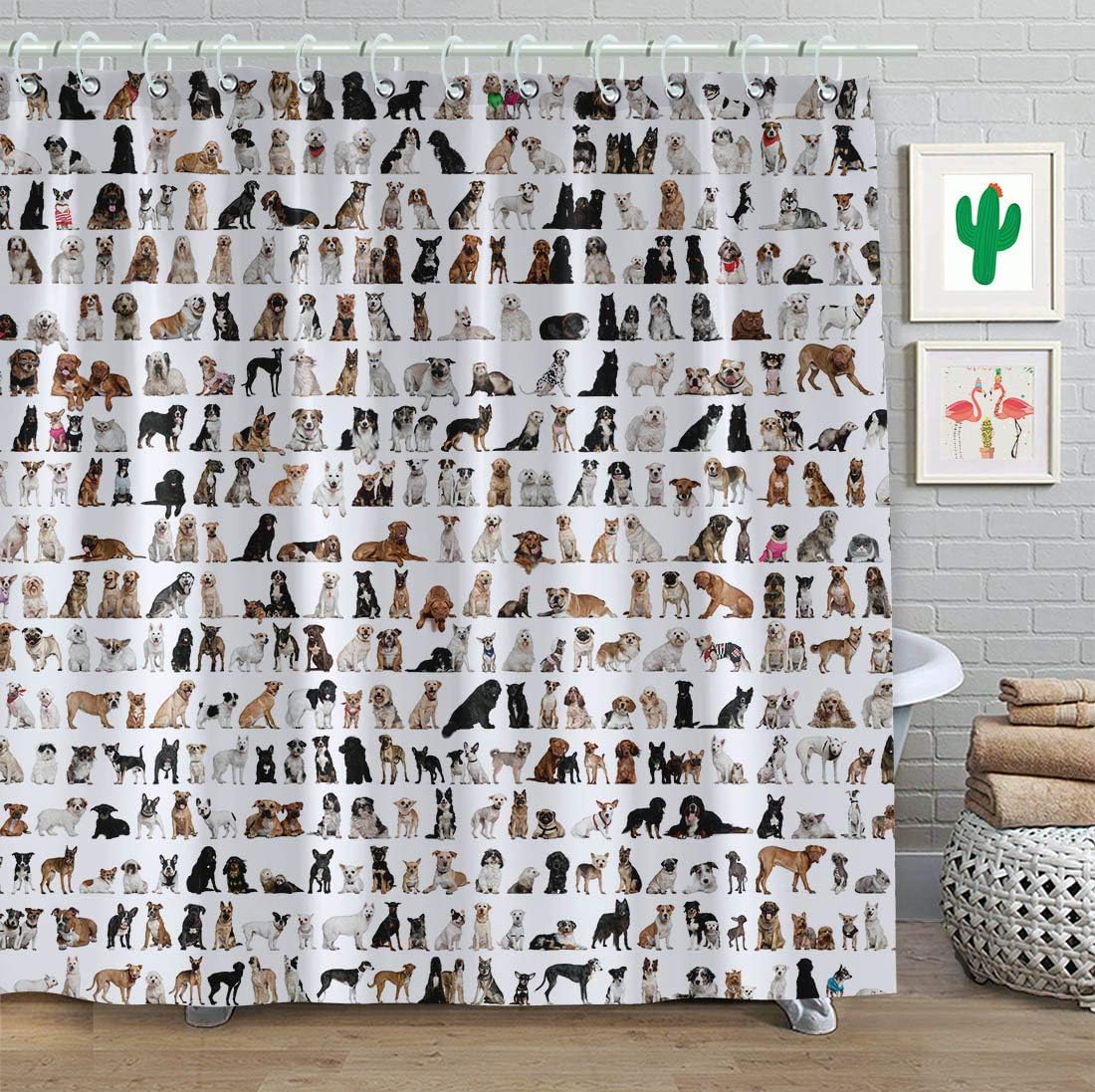 Funny Dog Family Shower Curtain - Animal Print for Bathroom Decor