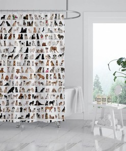 Funny Dog Family Shower Curtain - Animal Print for Bathroom Decor
