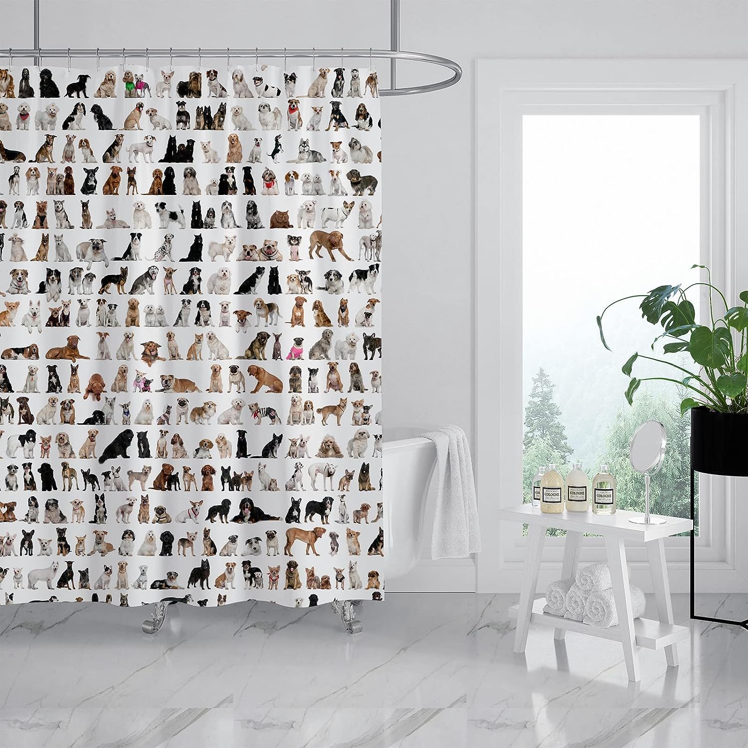 Funny Dog Family Shower Curtain - Animal Print for Bathroom Decor
