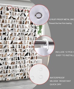 Funny Dog Family Shower Curtain - Animal Print for Bathroom Decor