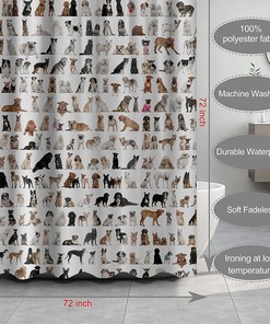 Funny Dog Family Shower Curtain - Animal Print for Bathroom Decor