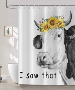 Funny Farm Cow Sunflower Shower Curtain - Bathroom Decor