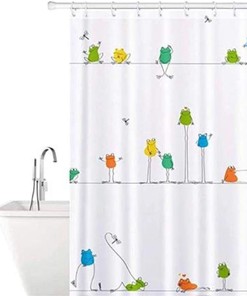 Funny Frog Shower Curtain Heavy Duty Waterproof Fabric Bathroom Liner