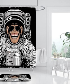 Funny Monkey Astronaut Bathtub Curtain - Artsbay Animal Shower Curtain for Kids Bathroom Decor