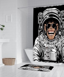 Funny Monkey Astronaut Bathtub Curtain - Artsbay Animal Shower Curtain for Kids Bathroom Decor