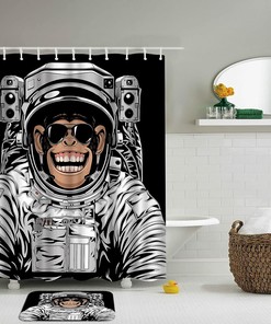 Funny Monkey Astronaut Bathtub Curtain - Artsbay Animal Shower Curtain for Kids Bathroom Decor