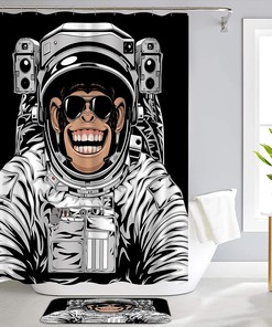 Funny Monkey Astronaut Bathtub Curtain - Artsbay Animal Shower Curtain for Kids Bathroom Decor