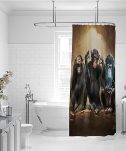 Funny Monkey Bathing Shower Curtain Decor for Kids Bathroom - Animal Print