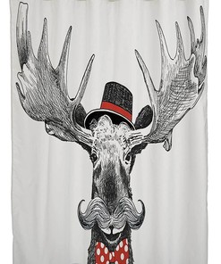 Funny Moose Fabric Bathroom Curtains - Stylish Hipster Shower Curtain by Avnaalvl