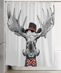 Funny Moose Fabric Bathroom Curtains - Stylish Hipster Shower Curtain by Avnaalvl