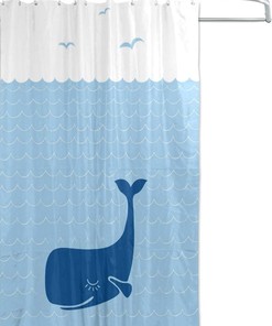Funny Whale Cartoon Shower Curtain for Playful Bathroom Decor