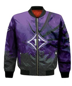 Furman Paladins Bomber Jacket Basketball Net Grunge Pattern- NCAA