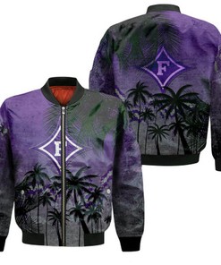 Furman Paladins Bomber Jacket Coconut Tree Tropical Grunge - NCAA