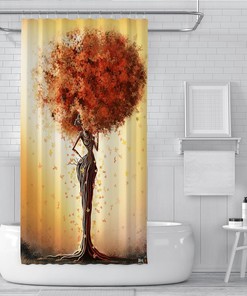 Futuristic Design with Nature Landscape African Black Girl Shower Curtain for Unique and Modern Bathroom Decor