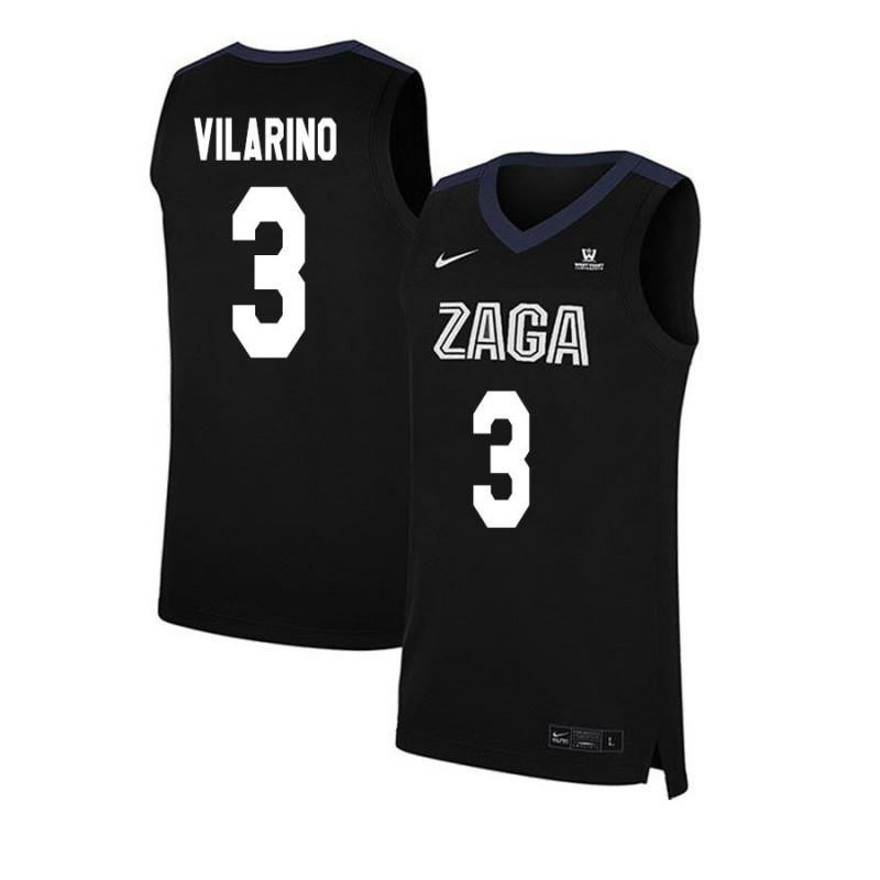 GJ Vilarino 3 Gonzaga Bulldogs Elite Basketball Men Jersey - Black
