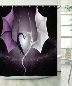 Galaxy Shower Curtain with Dragon and Starry Sky Design for Bathroom Decor