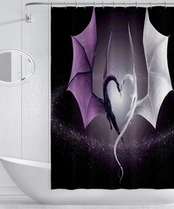 Galaxy Shower Curtain with Dragon and Starry Sky Design for Bathroom Decor
