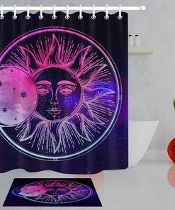 Galaxy Space Stars Moon Sun Shower Curtain with Waterproof Fabric | Home Decor Bathroom Curtain