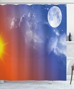 Galaxy Sun Clouds Shower Curtain - Space Print Bathroom Decor