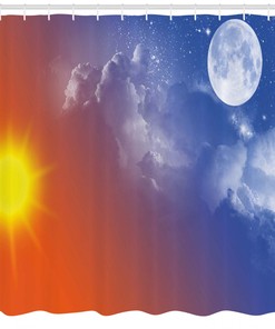 Galaxy Sun Clouds Shower Curtain - Space Print Bathroom Decor