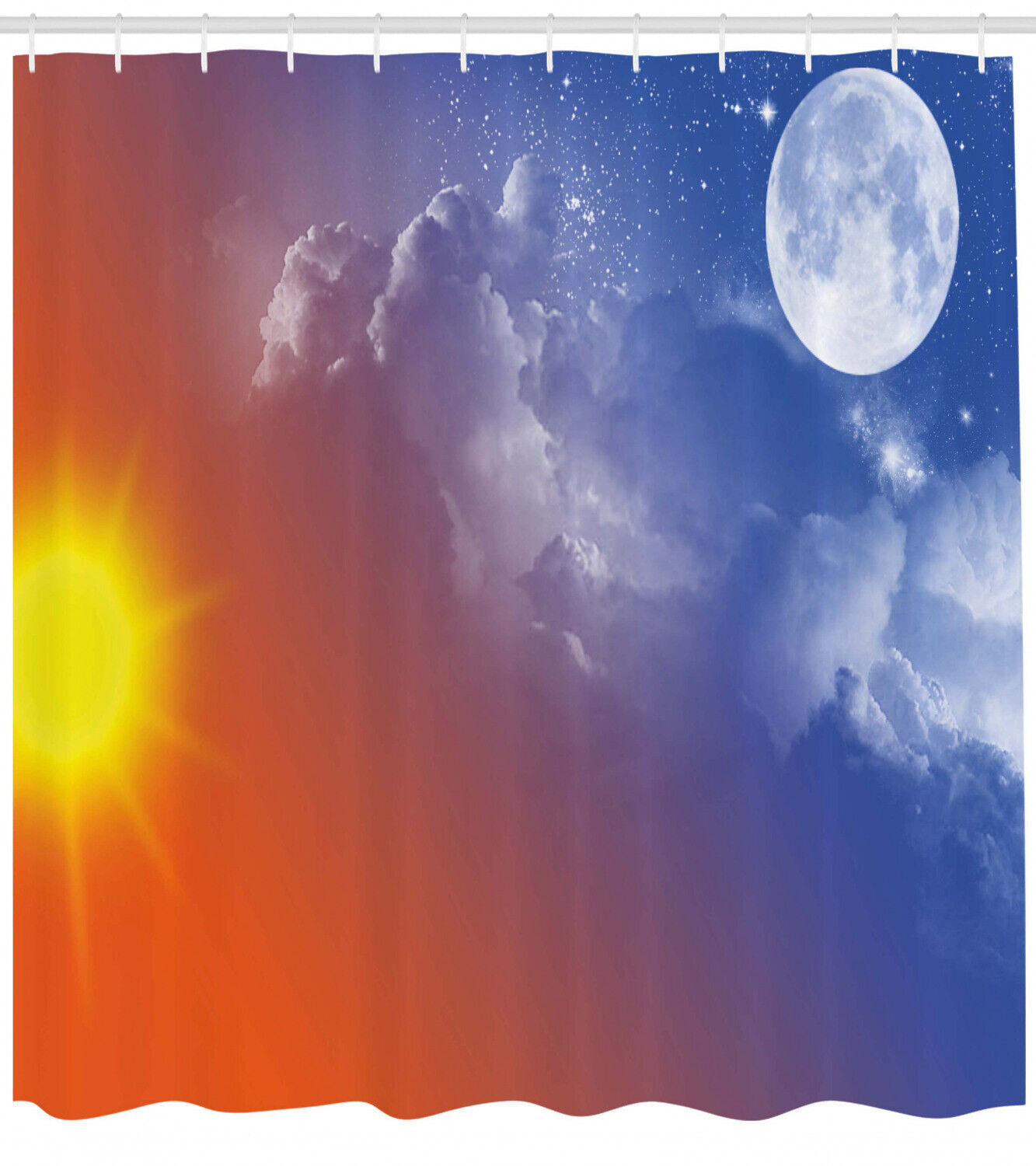 Galaxy Sun Clouds Shower Curtain - Space Print Bathroom Decor