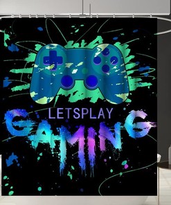 Gamer Boys Shower Curtain Set for Fun Bathroom Decor