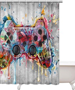 Gaming Bathroom Shower Curtain - Teen Boys Bathroom Decor