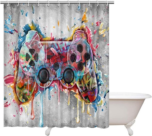 Gaming Bathroom Shower Curtain - Teen Boys Bathroom Decor