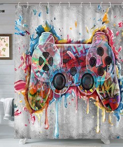 Gaming Bathroom Shower Curtain - Teen Boys Bathroom Decor