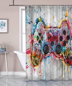Gaming Bathroom Shower Curtain - Teen Boys Bathroom Decor